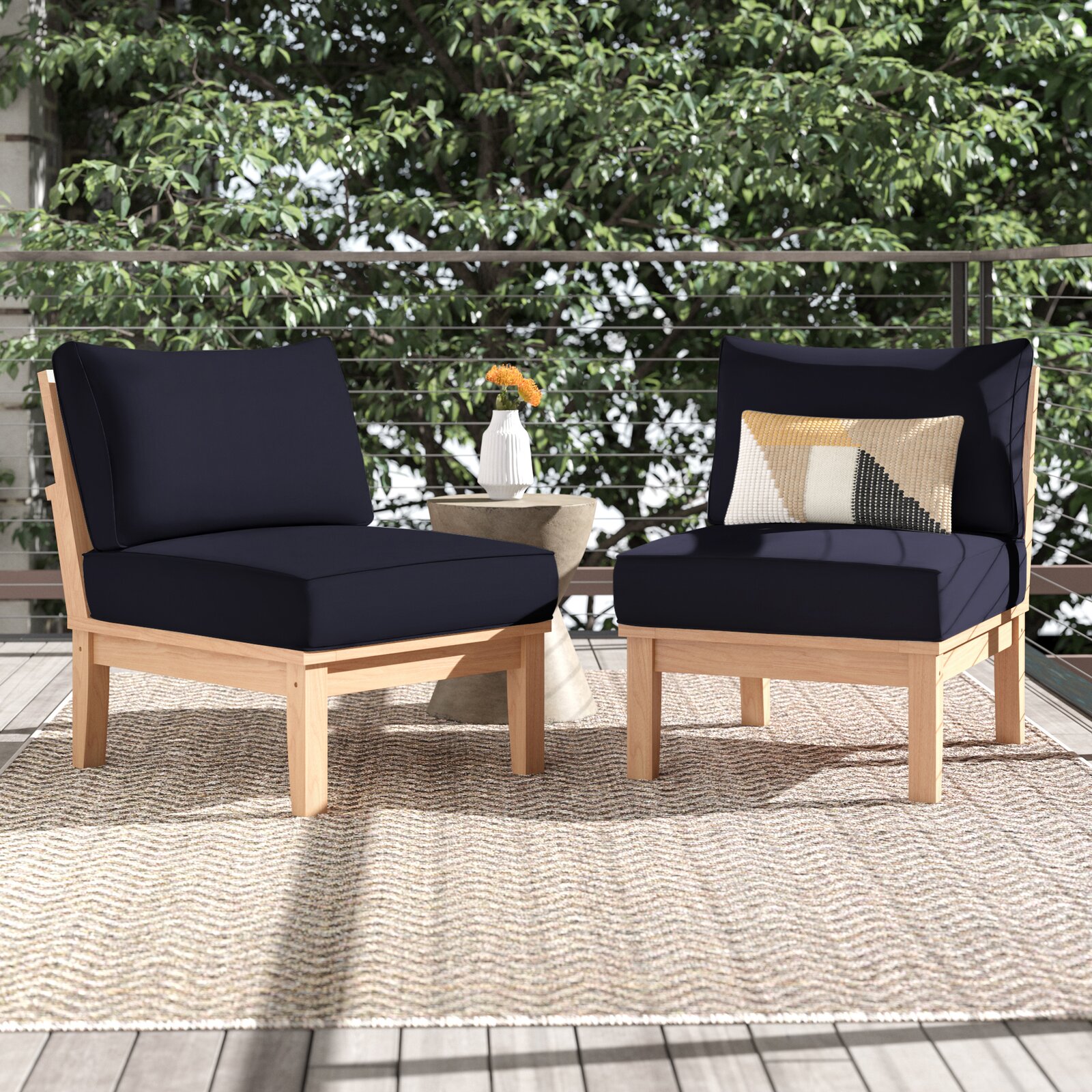 Sand & Stable Sidney Outdoor Teak Patio Chair with Cushions